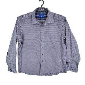Mens Egara Non Iron Blue Checkered Shirt Long Sleeve Button Down Size XXL